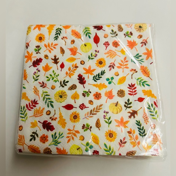 New 3 Packages of Casey Krimmel 40 Paper Beverage Napkins Fall Leaves - Picture 2 of 11
